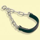 Collier semi-étrangleur chaîne / cuir - Noir
