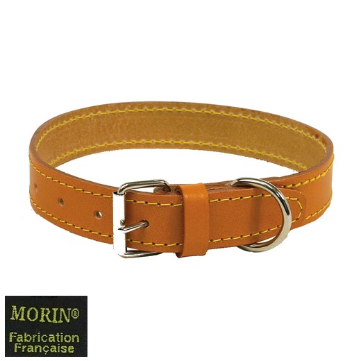 Collier cuir piqué - Naturel