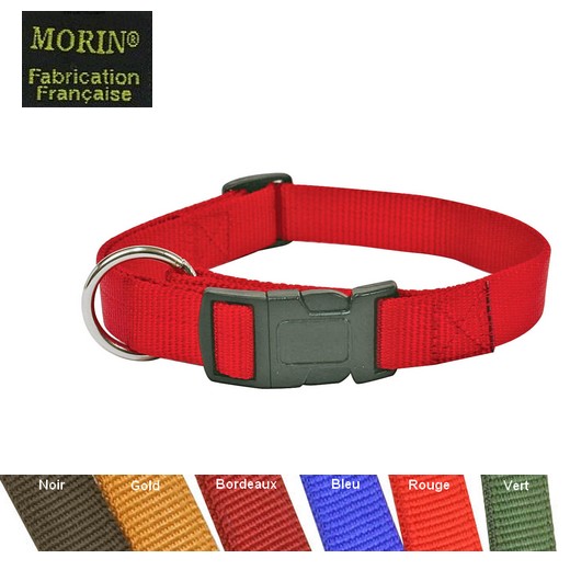 Collier nylon r�glable, boucle rapide.