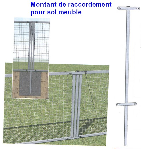 Montant de raccordement à sceller pour sol meuble