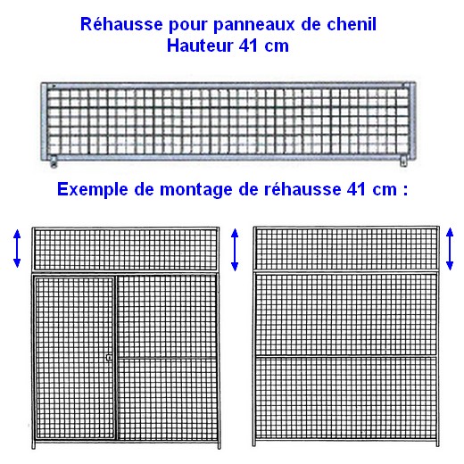 Rehausse 41 cm pour cadre de chenil