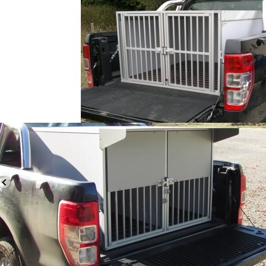 Cage de transport DogBox pour chiens aménagement de pick up. Caisses de transport sur mesure