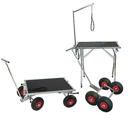 Table de toilettage avec roues gonflables