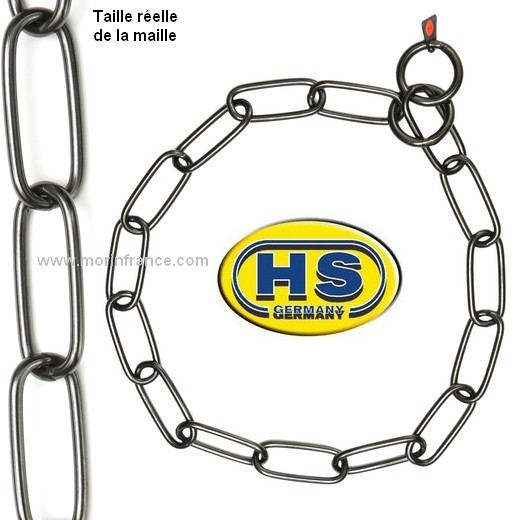 Collier sanitaire étrangleur, pour grands chiens, INOX noir