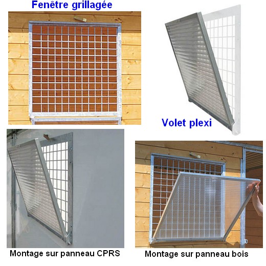 fenêtre grillagée pour chenil