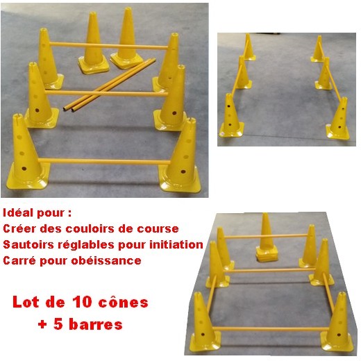 Lot de 10 cônes + 5 barres