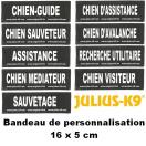 Bandes de personnalisation (type utilitaire) 16 x 5 cm pour harnais Julius K-9