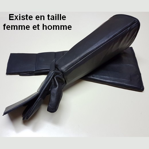 Gants cuir long avec coque et manchette renforcée