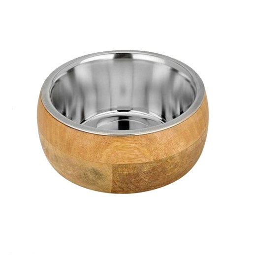 Gamelle inox avec cache en bois de mangue