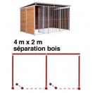 Chenil bois MKS - PROTECTA double 4 x 2 m avec 1 séparation, 2 portes - Façade en barreaux