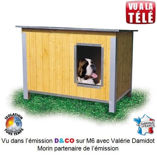 Niche bois CONFORT ISOLEE toit incliné pour chien et chat