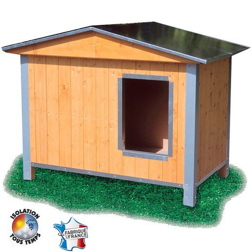 Niche bois CONFORT toit double pan pour chien