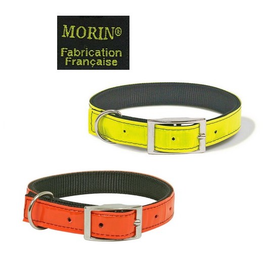 Collier pour chiens rétro-réfléchissant cousu double, boucle métal