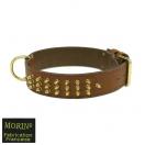 Collier chien en cuir clout dor cousu double - image 1