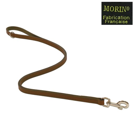 Laisse cuir cousue double - Marron, pour chiens.