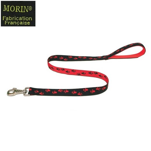 Laisse et collier nylon motif "Pattes" pour chiens