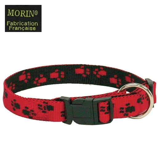 Laisse et collier nylon motif "Pattes" pour chiens