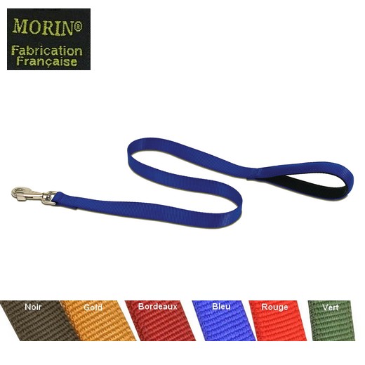 Laisse pour chien en nylon, poignée cousue double rembourrée mousse