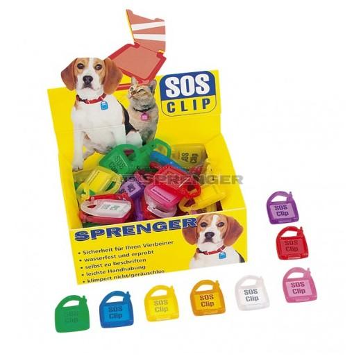 SOS Clip, médaille plastique pour chien
