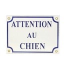 Plaque de garde métal émaillé - "Attention au Chien"
