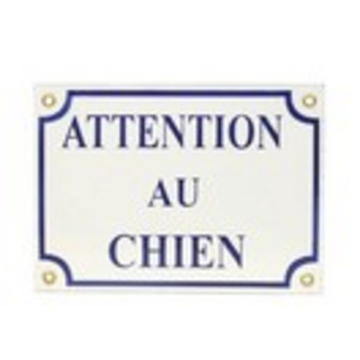 Plaque de garde métal émaillé - "Attention au Chien"