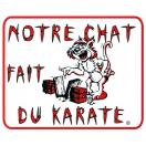 Plaque de garde "Notre chat fait du karat"