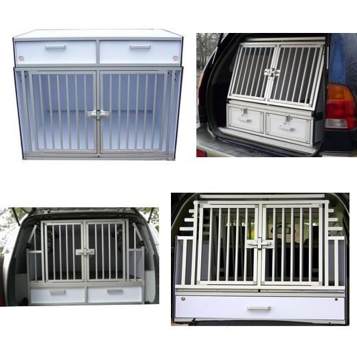 Cage de transport chien double en aluminium avec séparation