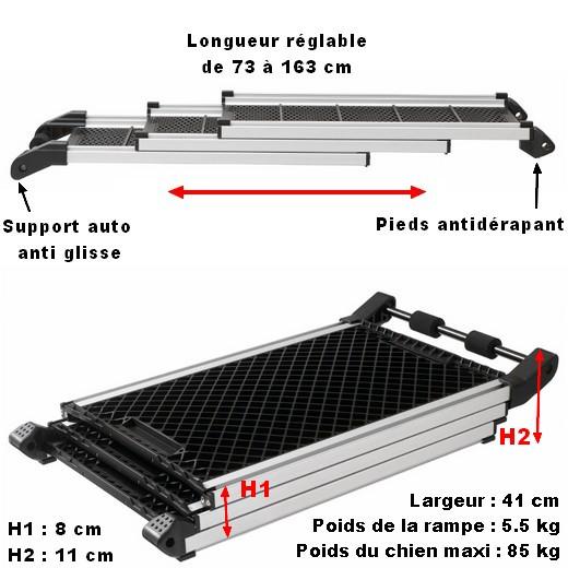 Rampe d'accès pliante en bois. Chien blessé, handicapé, levage et