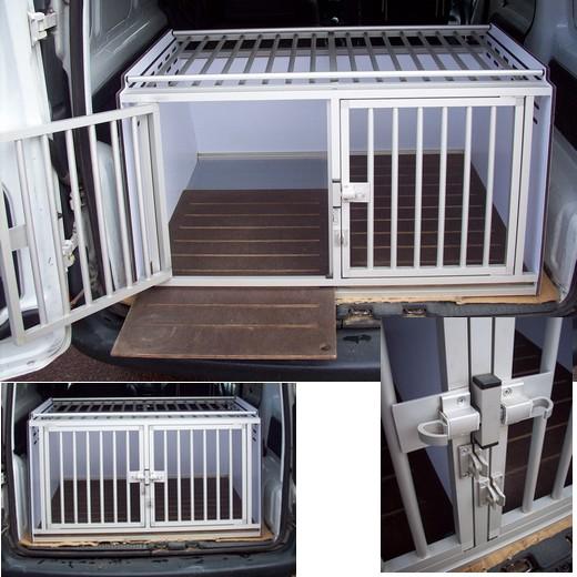 Cage de transport DogBox Pro double toit barreaux (2 chiens)