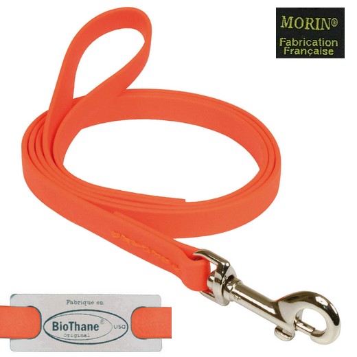 Laisse Biothane cousue, orange fluo
