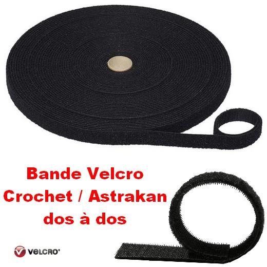 Bande VELCRO dos à dos 25mm noir (bobine de 25m)