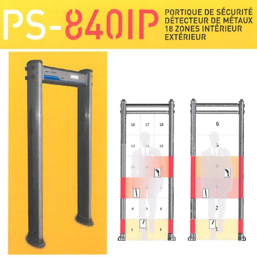 Portique de sécurité, détecteur de métaux 18 zones - PS-840IP