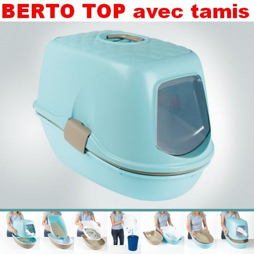 Berto Top Bac Litiere Avec Tamis Et Couvercle Bac A Litiere Maison De Toilette Et Litiere Vegetale Ou Cristaux Morin Accessoires Pour Chats Et Chatons