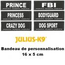 Bandes de personnalisation 16 x 5 cm pour harnais Julius K-9