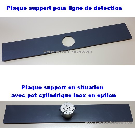 Plaque support pour ligne de détection / pot inox cylindrique