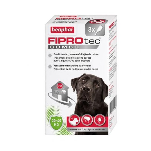 Pipettes Antiparasitaire Fiprotec Combo pour chiens