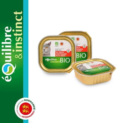 Terrine BIO chat adulte riche en boeuf - Equilibre & Instinct