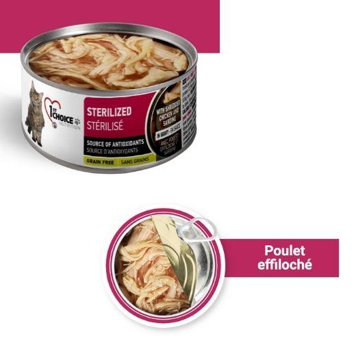 1st Choice Stérilisé pour chat adulte poulet & sardine effilochés Alimentation et croquettes