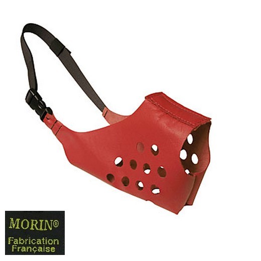 MORIN Museli&egrave;re cuir souple pour chien - Rouge