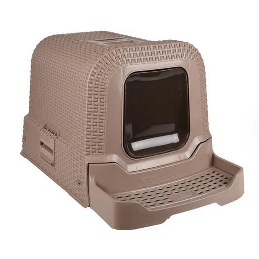 Maison de toilette Rattan taupe. Bacs à litière et maisons pour chat