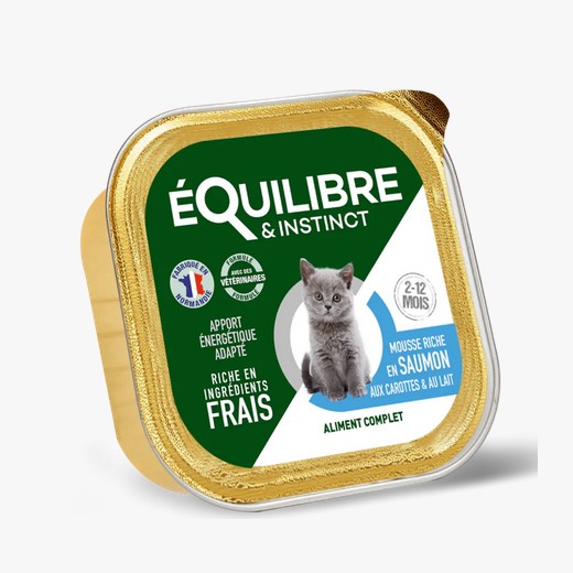 Meilleurs prix pour Equilibre et Instinct - Mousses jeune chat, saumon aux carottes
