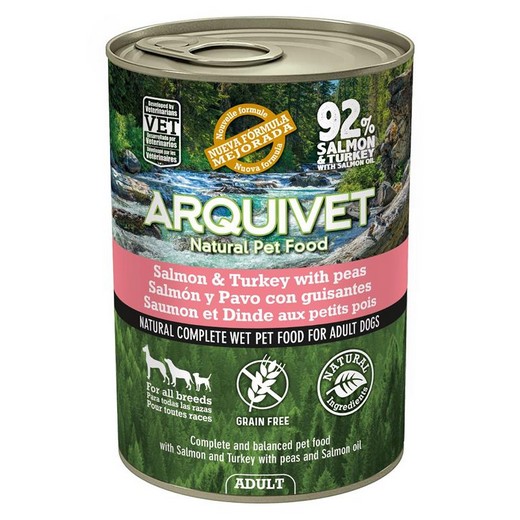 Arquivet saumon et dinde aux petits pois et huile de saumon 400 gr