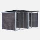 Chenil MKS en composite WPC - ETERNA - double 4 x 2 m avec 1 sparation, 2 portes - Faade en barreaux - image 2