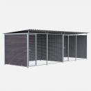 Chenil MKS en composite WPC - ETERNA - double 6 x 2 m avec 1 sparation, 2 portes - Faade en barreaux - image 2