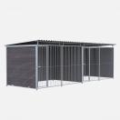 Chenil MKS en composite WPC - ETERNA - double 6 x 2 m avec 1 sparation, 2 portes - Faade en grillage - image 2