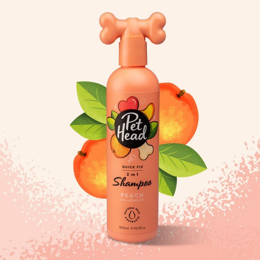 Shampoing Quick Fix 2en 1, désodorisant parfum PECHE 300 ml - PET HEAD