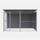 Chenil d�angle en composite WPC BRUN + panneaux grillage MKS - 3 m x 2 m - image 2