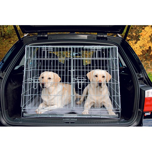 Cage de transport métal pliante - Double pour deux chiens